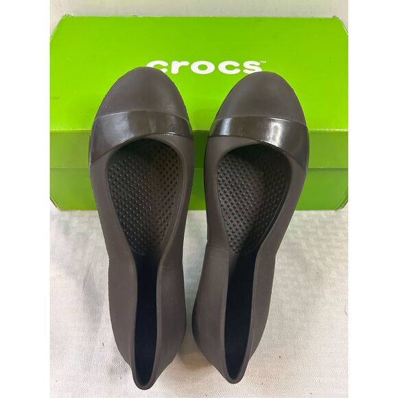 Crocs Gianna ballet flats brown shoes size 6 - Picture 2 of 3